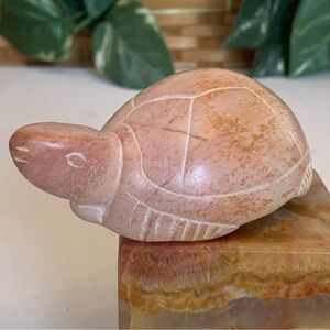 Kisii Soapstone Carved TURTLE Figurine Stone Reptile Carving Animal Figure 4"